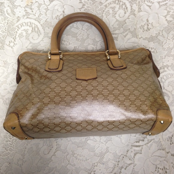 Celine,  Beige Macadam Handbag 12in x 7in x 4in - Picture 6 of 8